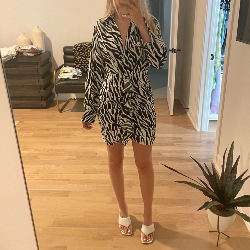 Missguided Zebra Ruffle Dress - Picture 2 of 3